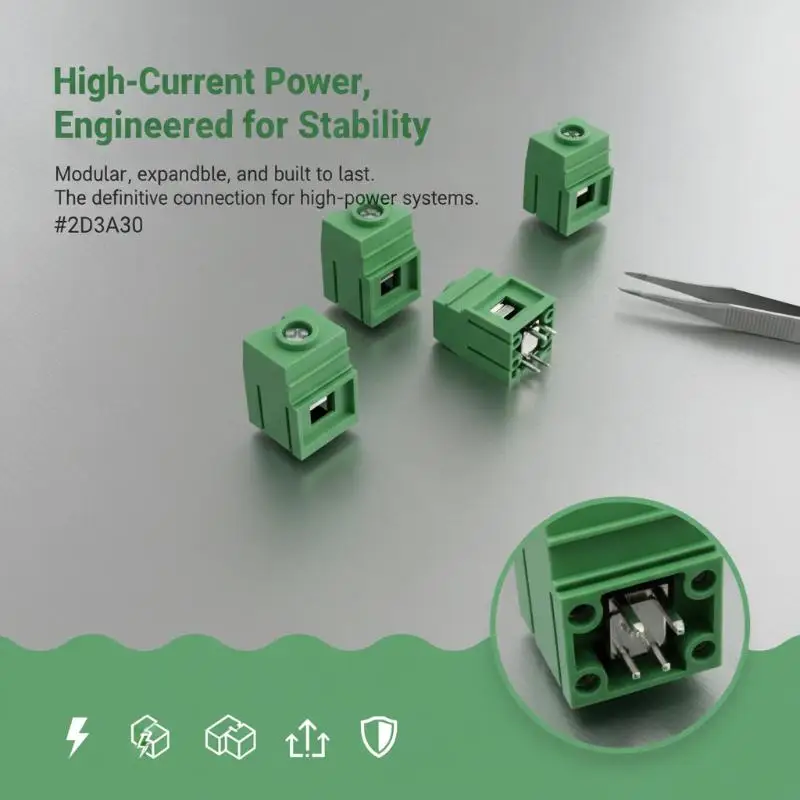 DC139 1P 19mm‑Pitch Green PCB Screw Terminal Block, Insulated CCC SGS CE For Industrial Wiring