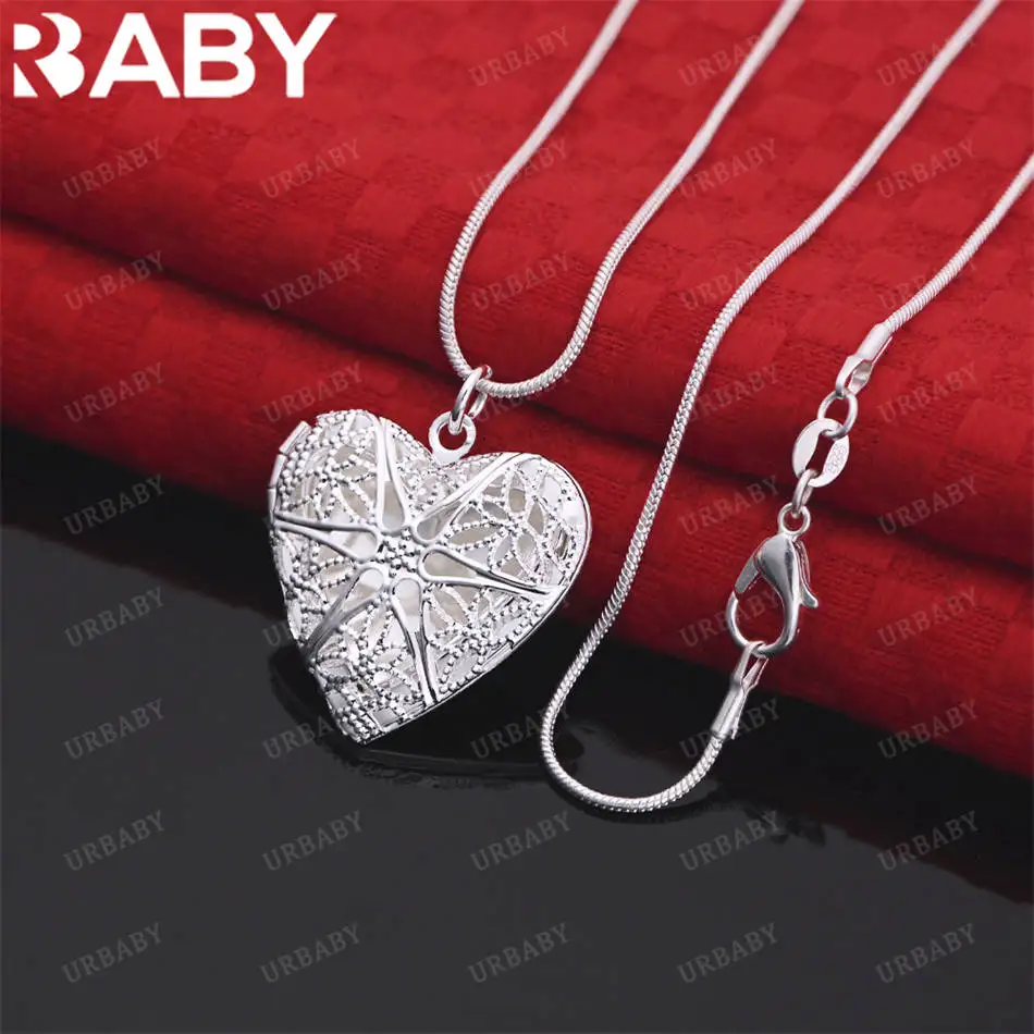 

URBABY 40-75cm 925 Sterling Silver Heart Pendant Necklace For Women Charm Trend Birthday Gifts Fashion Party Fine Jewelry