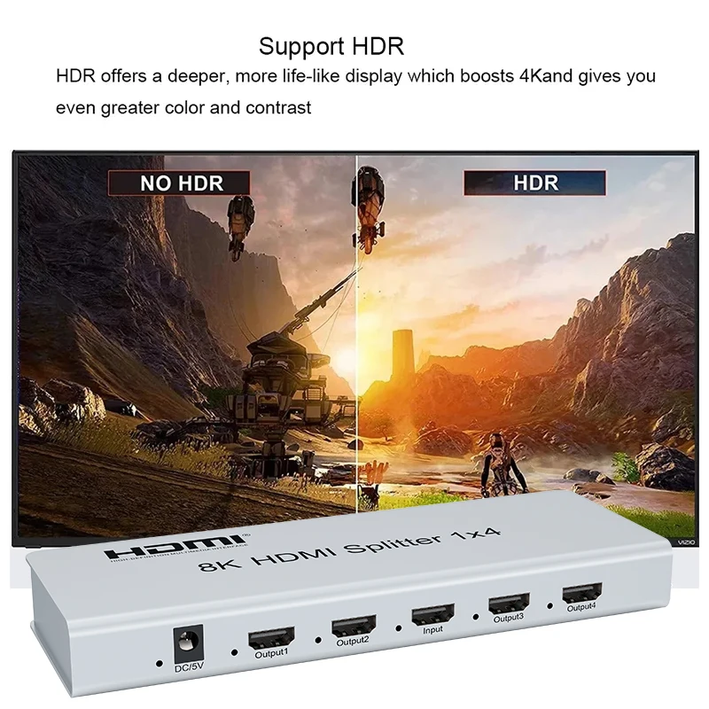 Imagem -05 - Splitter de Vídeo Hdmi com Edid Downscaling para Dvd Ps4 Câmera pc tv Conversor de Áudio em Saídas 8k 60hz