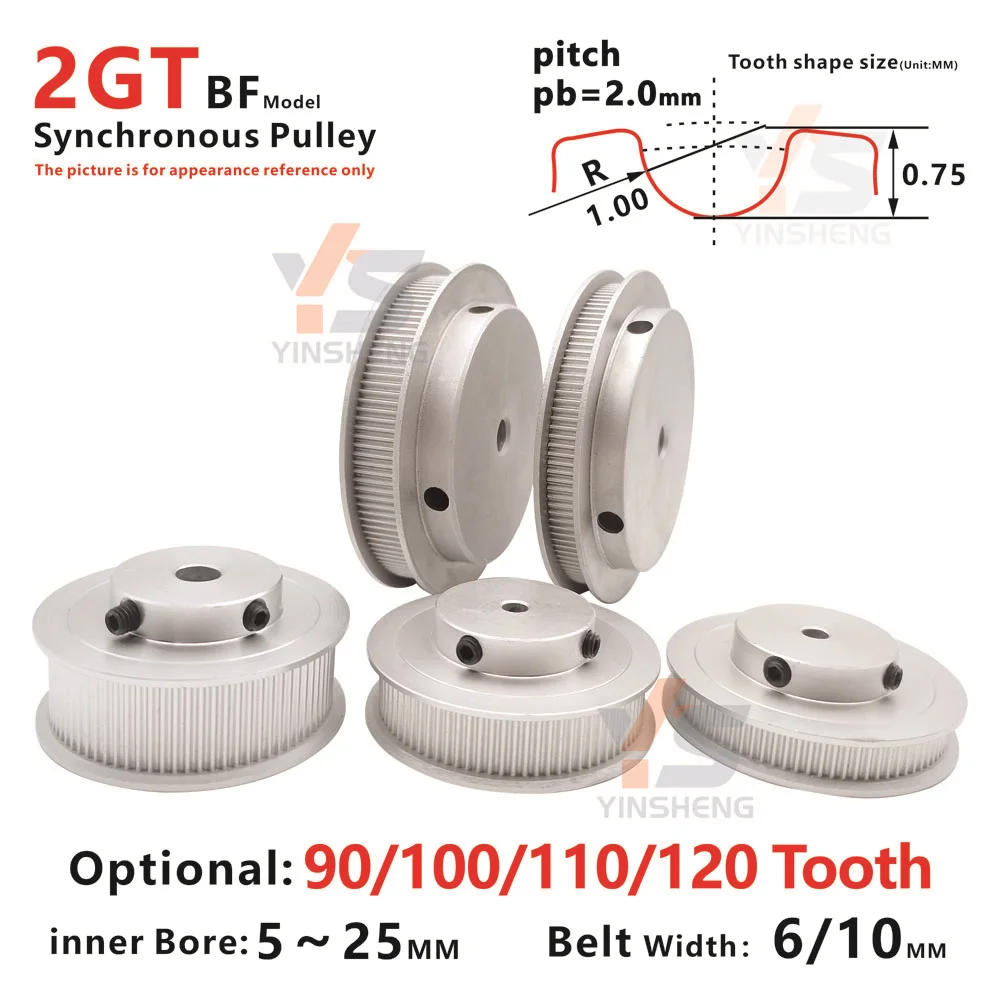 

2GT BF Type 90/100/110/120Teeth Timing Pulley G2M 90T/100T/110T/120T Synchronous Wheel Belt Width 6 10 15MM Bore 5 To 25 MM 3D