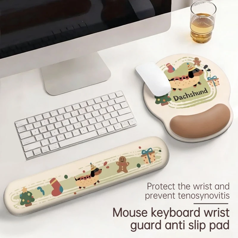 

Креативный коврик для мыши с объемным изображением таксы, толстый, противоскользящий, с защитой запястья, удобная подставка для рук для офисной и игровой клавиатуры