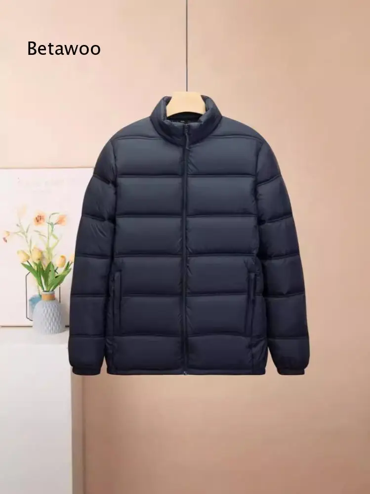 Casual Warm Outer Coat for Men Horizontal Stitching Stand Collar Puffer Garment Zipper Pockets For City Walking And Daily Travel