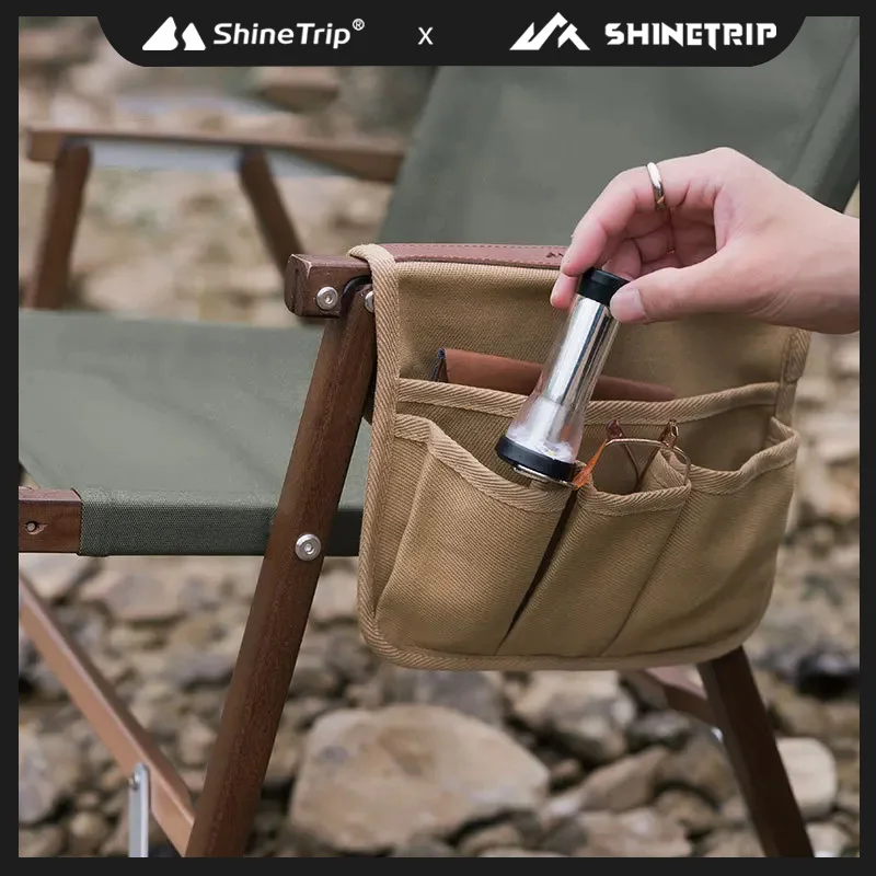 ShineTrip Outdoor Camping Kemite Chair Side Armrest Hanging Bag Multi Functional Portable Lightweight Canvas Storage Bag