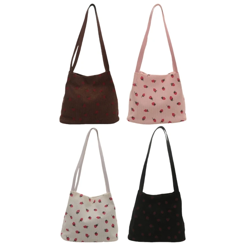 

Women's Aesthetic Strawberry Corduroy Underarm Bag Fashion Large Capacity