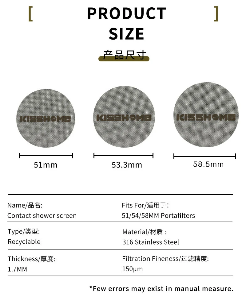 Espresso Puck Bildschirm Filter Bildschirm Mesh Platte Siebträger Wiederverwendbare Kaffee Machen Für Espresso Maschine Zubehör Barista Werkzeuge – Detail 9