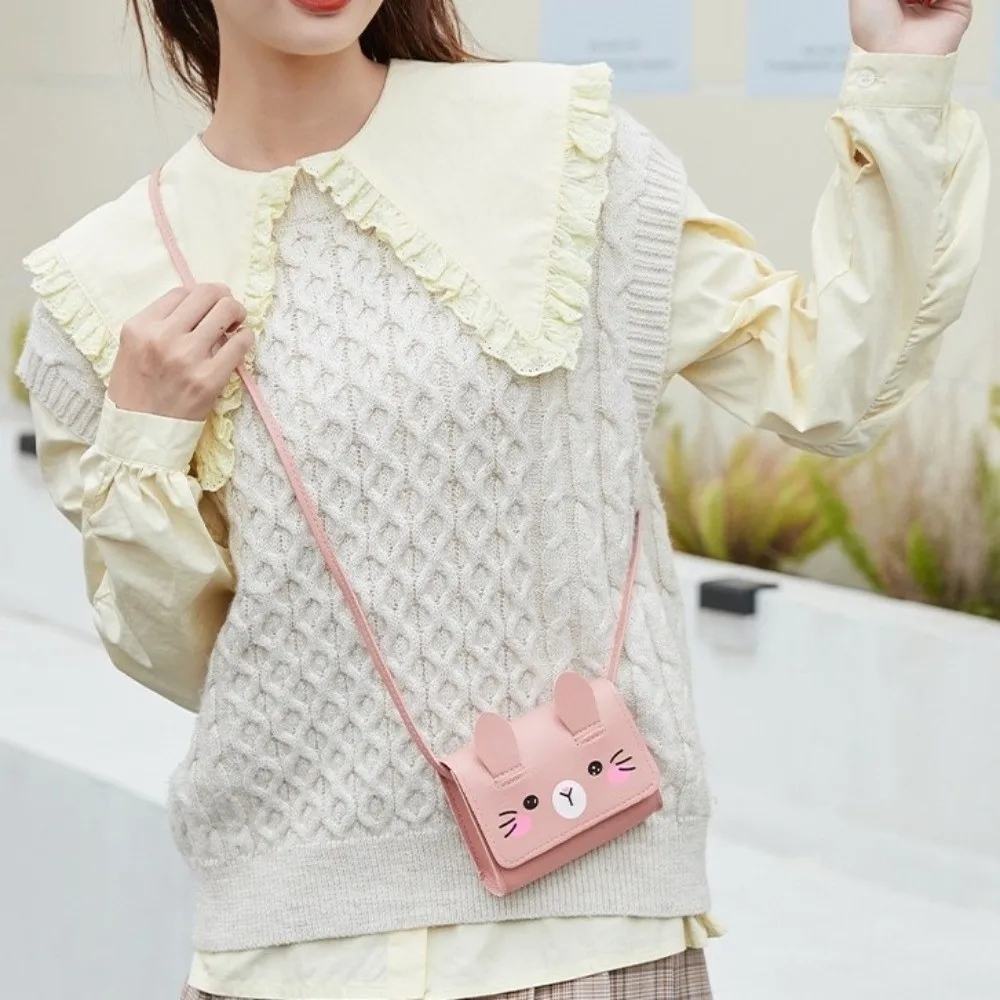 

Portable Children's Mini Handbags Mini Size PU Leather Easter Rabbit Crossbody Bag Sweet Adorable Kids Coin Purse Princess Theme