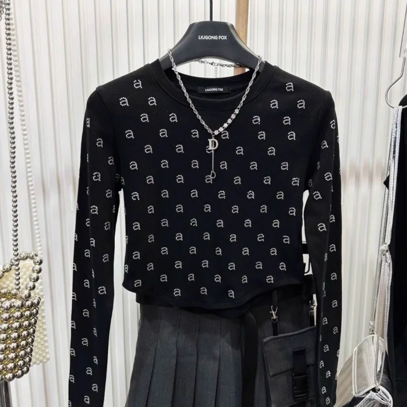 Long-sleeved T-shirt for Women Autumn German Velvet Warm New Ins Light Luxury Round Neck Top