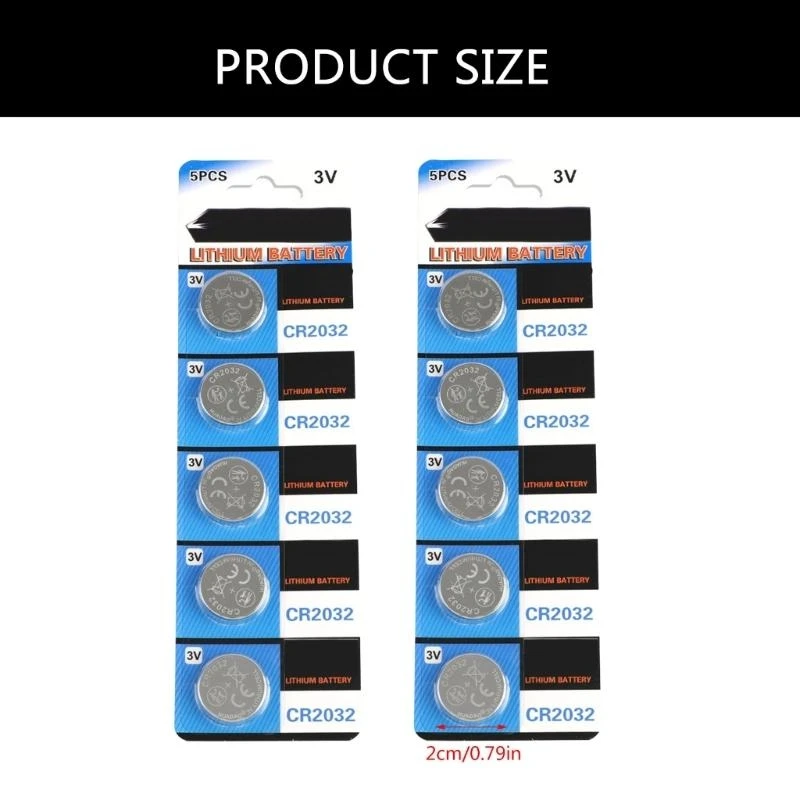 090F 5/10PCS CR2032 버튼 셀 배터리 3V 시계 계산기를위한 리튬 배터리