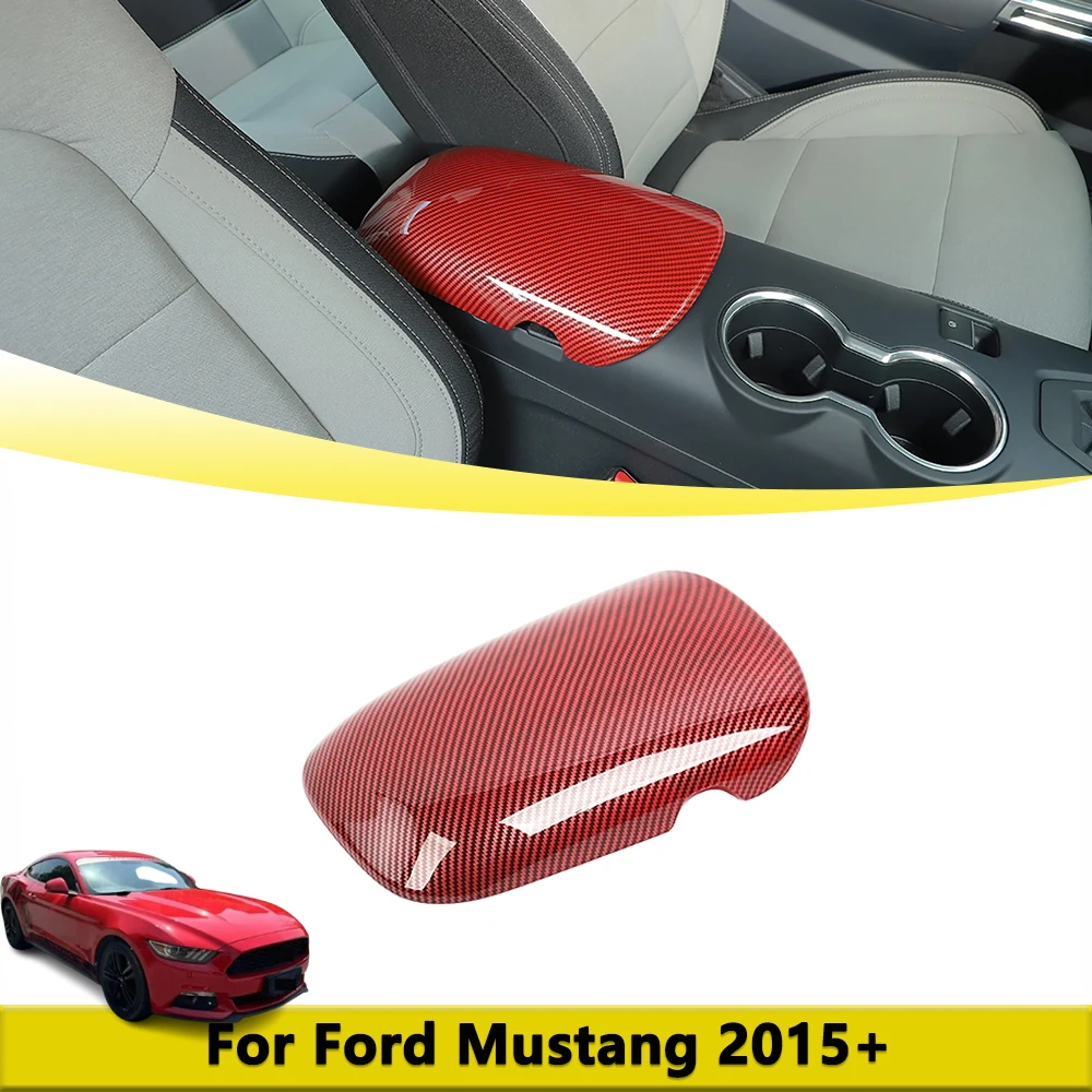 Center Console Armrest Cover Decoration For Ford Mustang 2015 2016 2017 2018-2025 Armrest Box Panel Cover Interior Accessories
