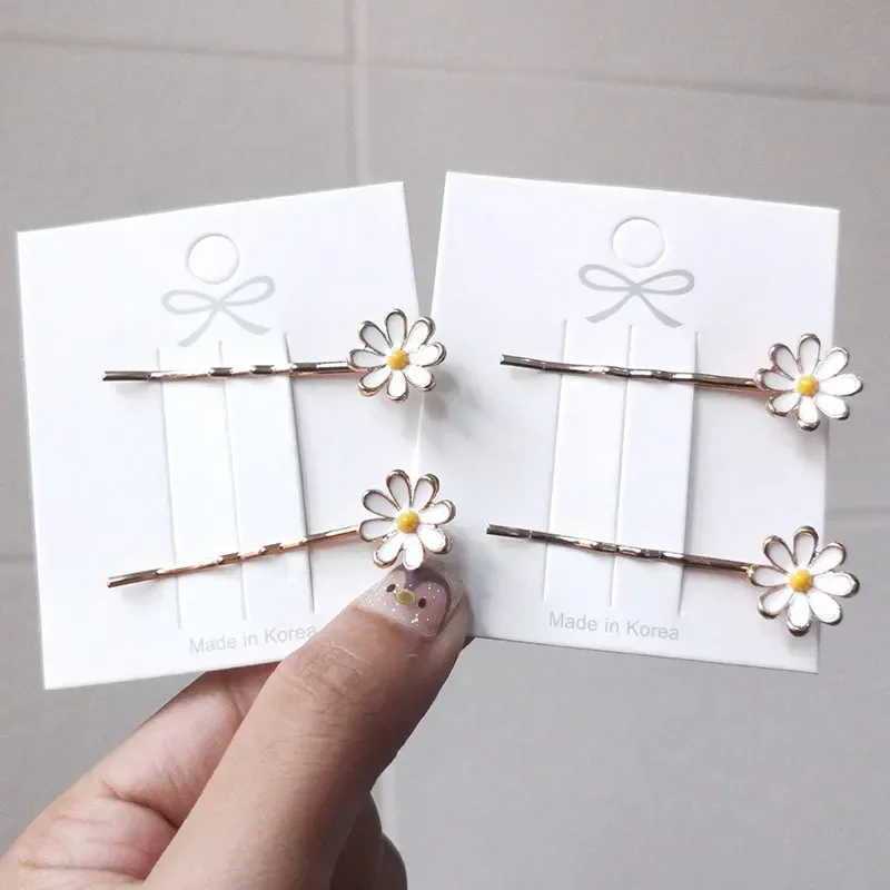 Coreano Daisy Hairpin para Meninas, Sweet Seaside Clips, Voltar Cabeça Flower Clip, Decorações de cabelo, Moda Headdress, New Headwear, 1PC