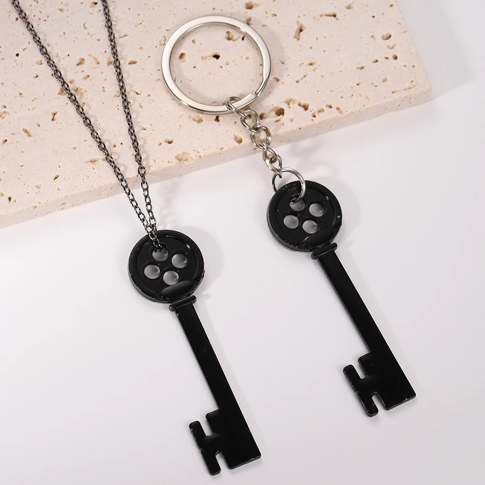 Mode Halloween Metall Coraline Schlüssel Skelett Requisiten Schlüsselbund Neil Gaiman Retro Schwarz Schatztruhe Schlüssel Halskette Schmuck Geschenke