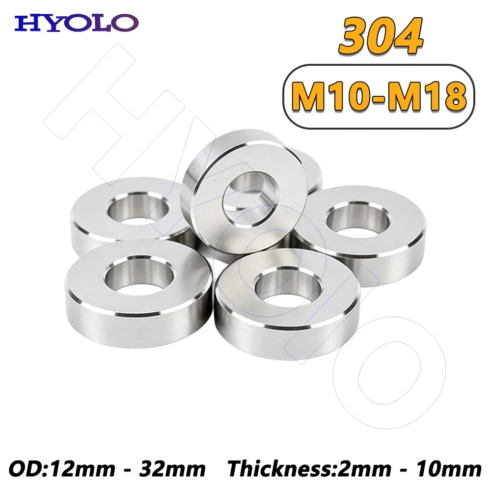 Inner Dia 10-18mm 304 Stainless Steel CNC Machined Precision Flat Washers OD 12-32mm Hollow Round Gasket Thickness 2-10mm