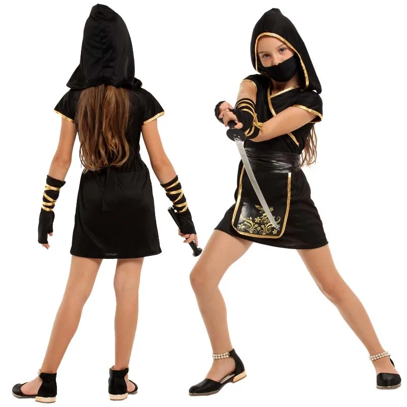 Halloween Black Kung Fu Kids Ninja Costume for Boys Girls