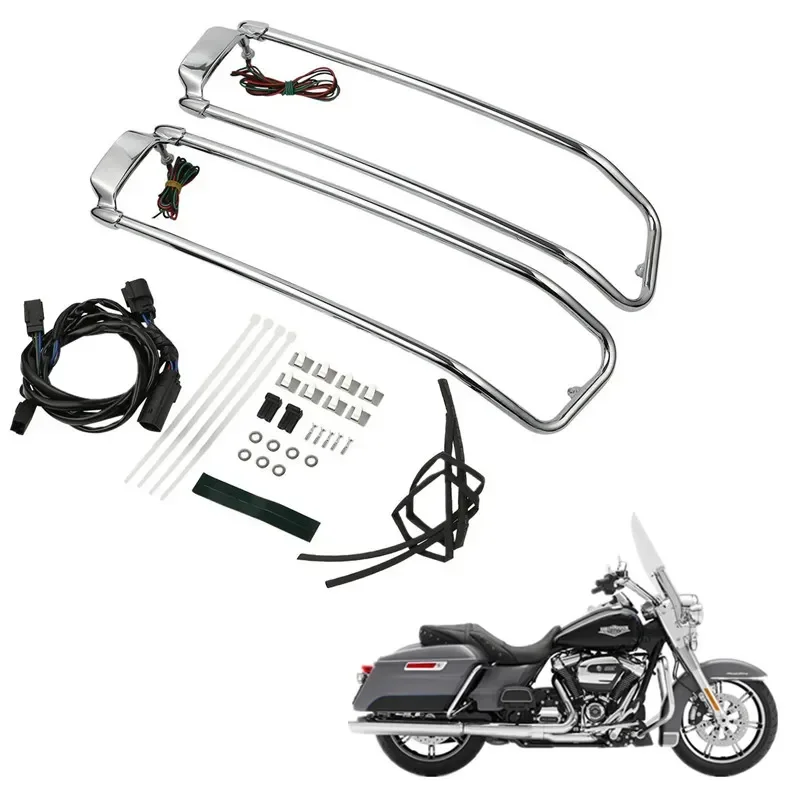 

For Harley Touring Road King Electra Street Glide 2014-2022 2019 Motorcycle Parts Saddlebag Lid Top Rail W/ LED Light