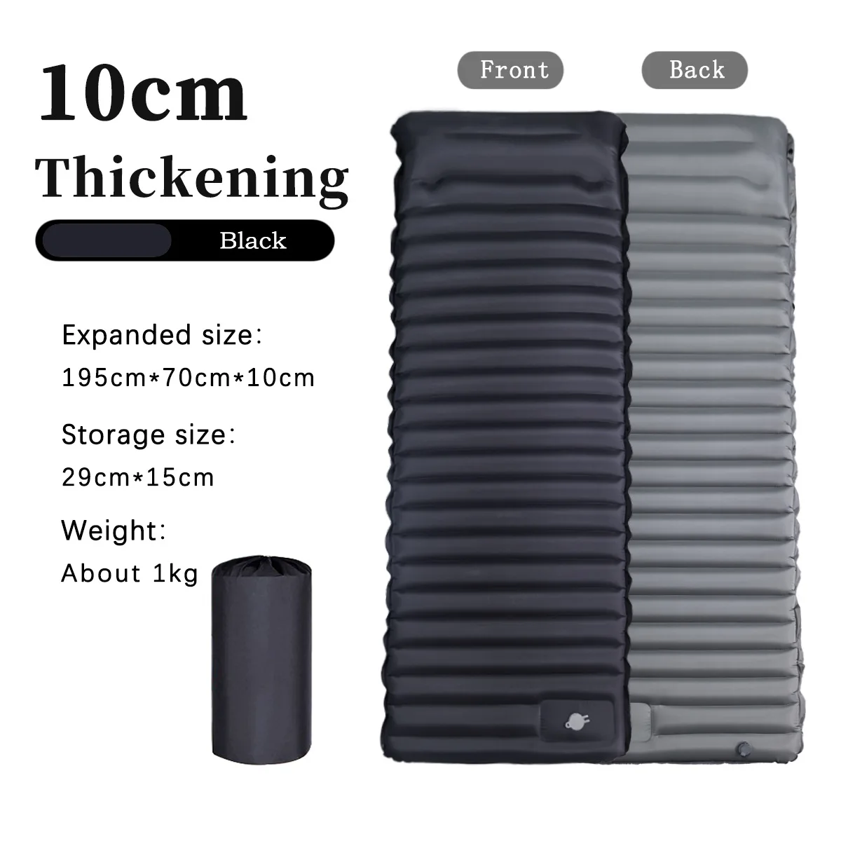 TPU Nylon Outdoor Camping Inflatable Air Mattress Hiking Backpack Mats Picnic Single Sleeping Pads For Tent Travel Thicken 10CM