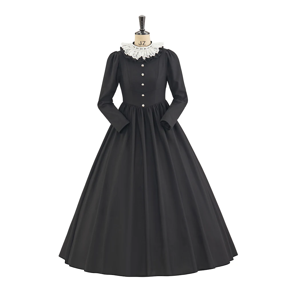 1860s Women Black Victorian Renaissance Historical Medieval Costume Edwardian Dress Civil War Renaissance Period Dress