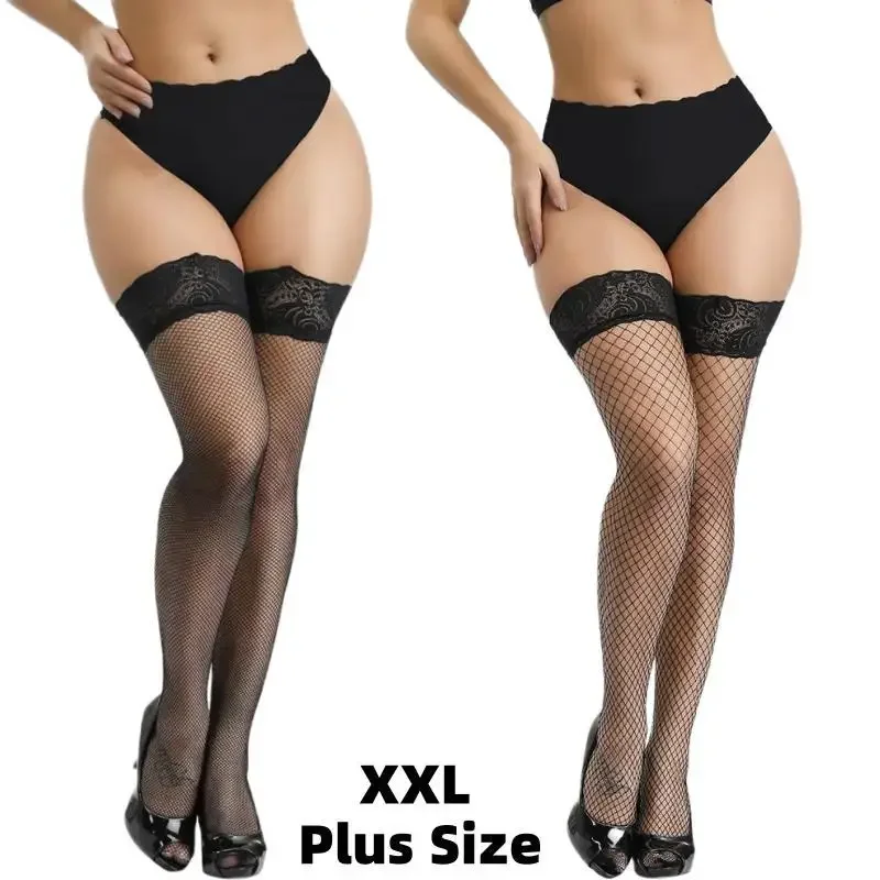 

Black Sexy Fashion Ladies Women Lace Thigh High Stockings Pantyhose Long Stocking Fishnet Plus Size Sexy Stockings