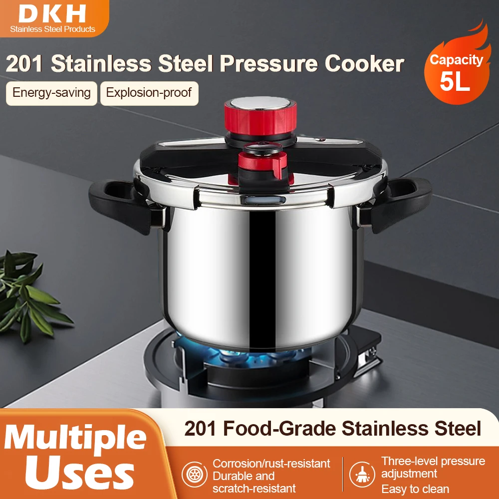 

Fenghui 5L Stainless Steel Pressure Cooker Explosion-Proof for Household Gas & Induction Compatible