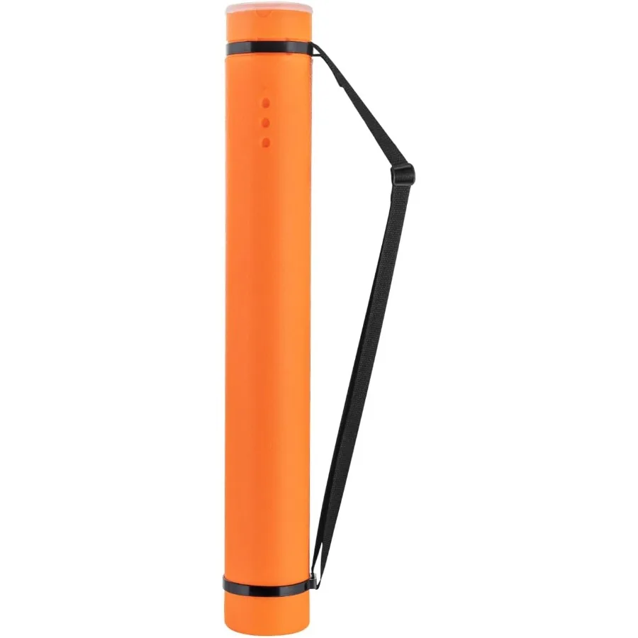 JJRING Tube d'affiche orange 25 à 40 Tube de support de stockage d'affiche extensible avec sangle de transport pour plans, rouleaux de cartes et Ar