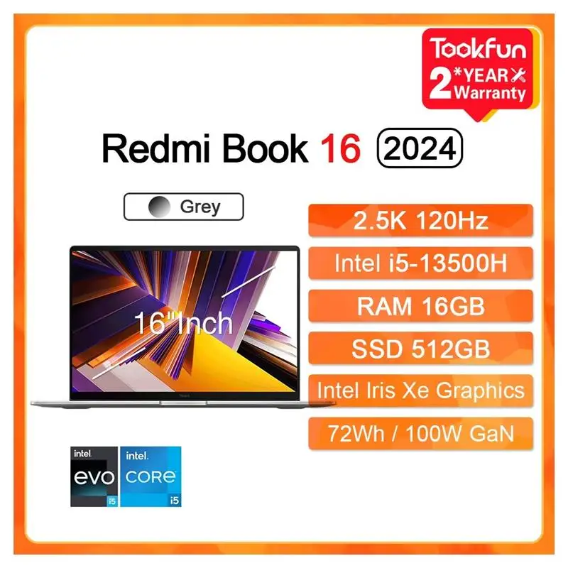 Top Laptop Redmi Book 16 2024 Refresh RAM 16GB SSD 512GB Intel i5 12450H 13420H 16