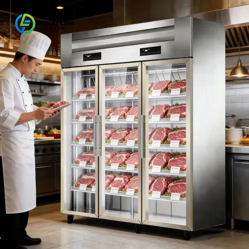 Customized Commercial Single-Temperature Stainless Steel 2-Door Upright Compressor Automatic Defrost Refrigerator Glass Door