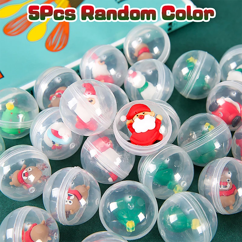 5Pcs/set 32MM Christmas Surprise Capsule Egg Cartoon Gacha Machine Toy Christmas Doll Kid Birthday Party Favor Kindergarten Gift