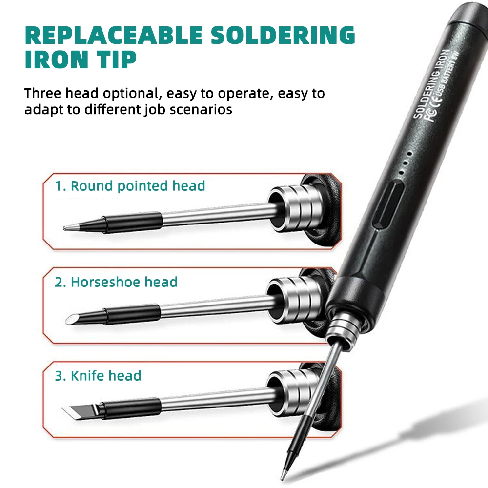 Electric Soldering Iron Kit Portable Cordless Electric Soldering Iron With 3 Iron Tips 3-Gears Adjustable for Soldering Repair