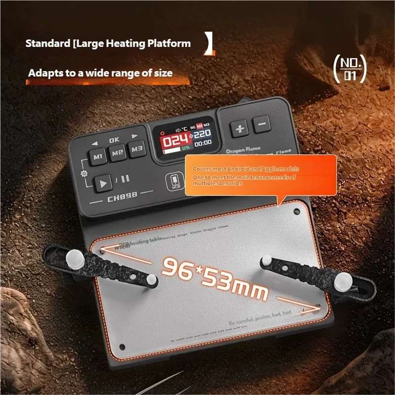 YCS CH898 Divine Dragon Flame PCB Preheating Station 40-260°C Heating Platform with 3 Presets and Clamping Arms for Phone Repair