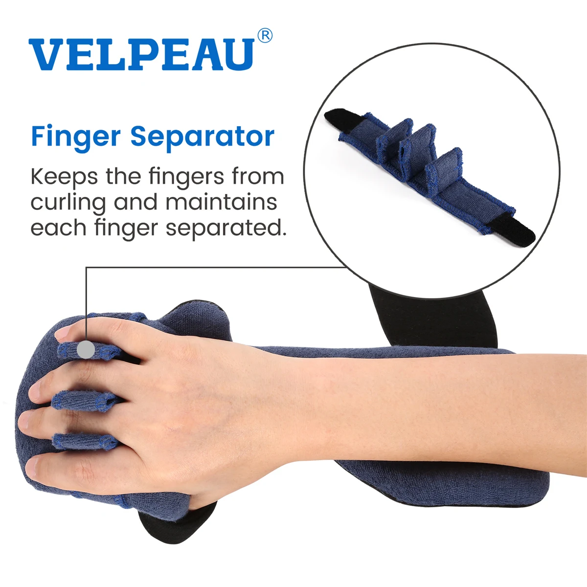 VELPEAU Hand Splint Adjustable for Carpal Tunnel Syndrome, Sprain and Arthritis Wrist Brace Immobilizer Fixs the Stroke Finger