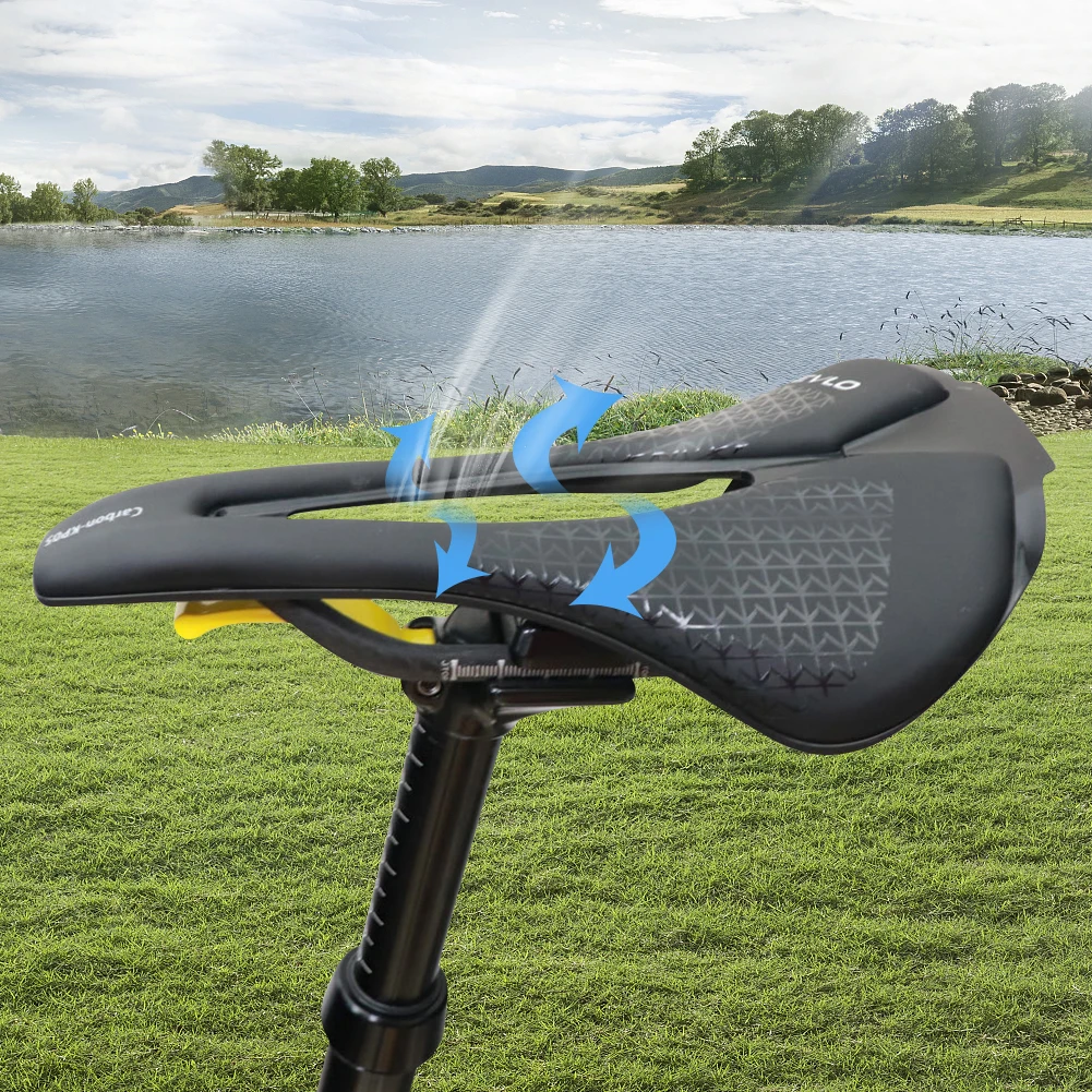 

Hollow Bicycle Saddle Carbon Fiber Bow Lightweight Bike Seat Multifunctional Mountain Bicycle Cushion for Men Women Cycling