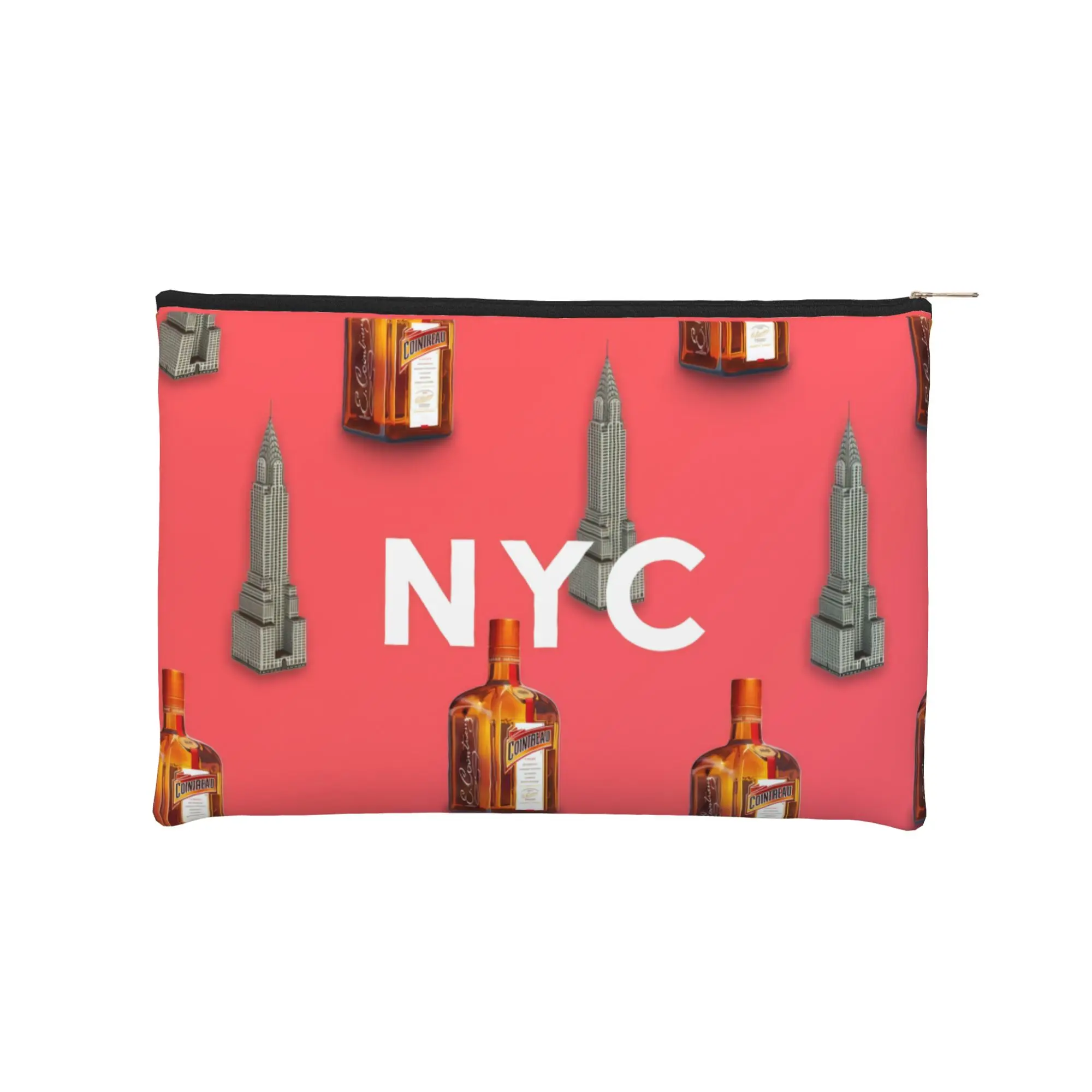 

Легкая косметичка Cointreau NYC с красным фоном, несессер Cointreau на молнии, косметический мешочек