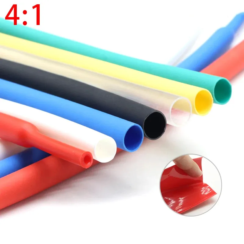 1Meter 4:1 Heat Shrink Tube Dual Wall Tubing with Glue Adhesive Lined Sleeve Wrap Wire Cable kit Diameter4-52mm