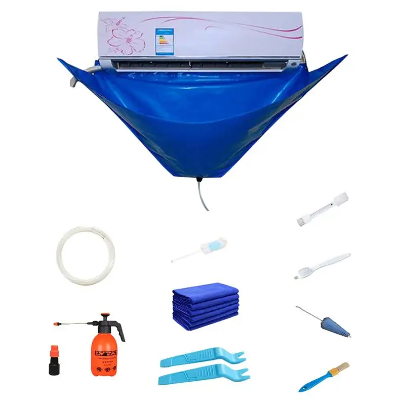 1 Set Waterproof Air Coditioning Cleaning Cover Bag With Water Pipe Double-sided Home Split Hanging Air Conditioner Tools