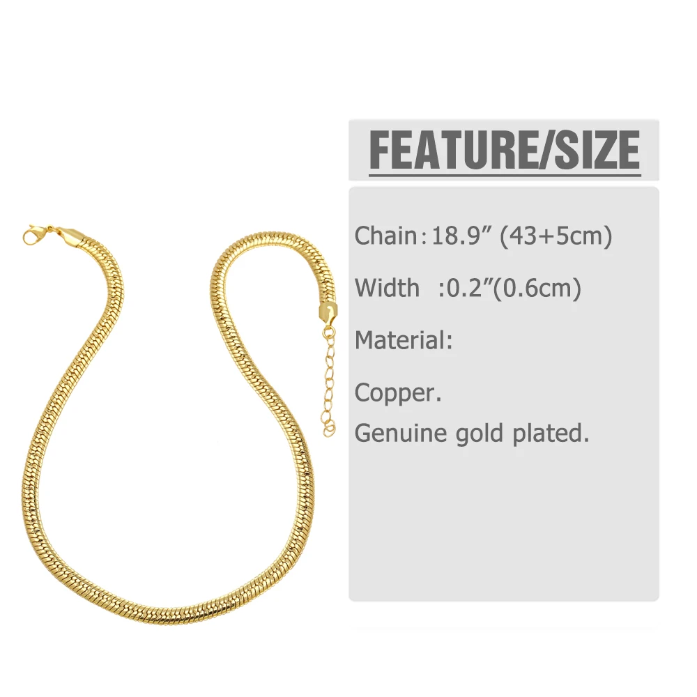 OCESRIO Classic Copper Necklace Flat Chain Gold Plated Brass Handmade DIY Beads Chain Jewelry Making Supplies Wholesale nkea096