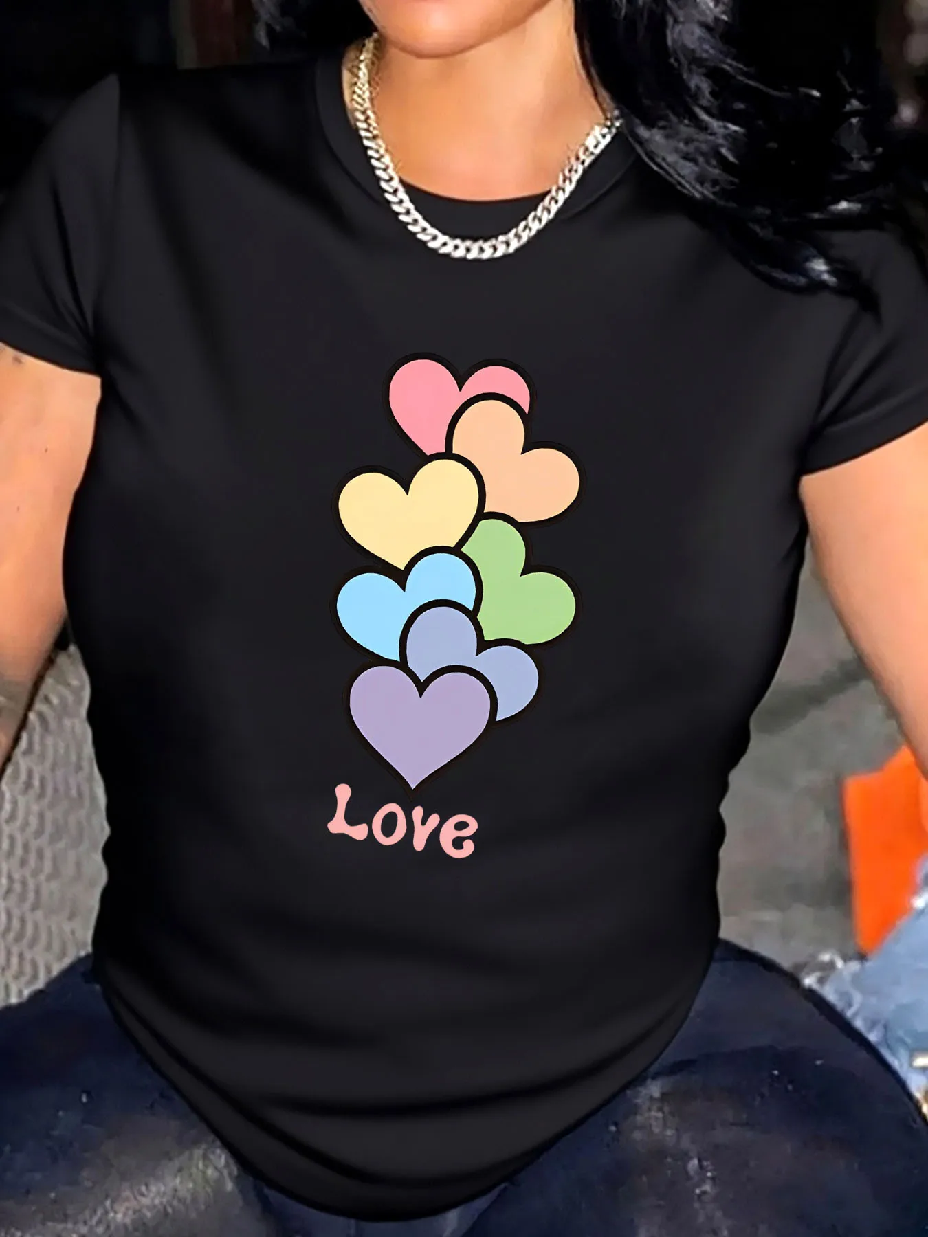 

Женская футболка больших размеров с леопардовым принтом на день Святого Валентина для улицы