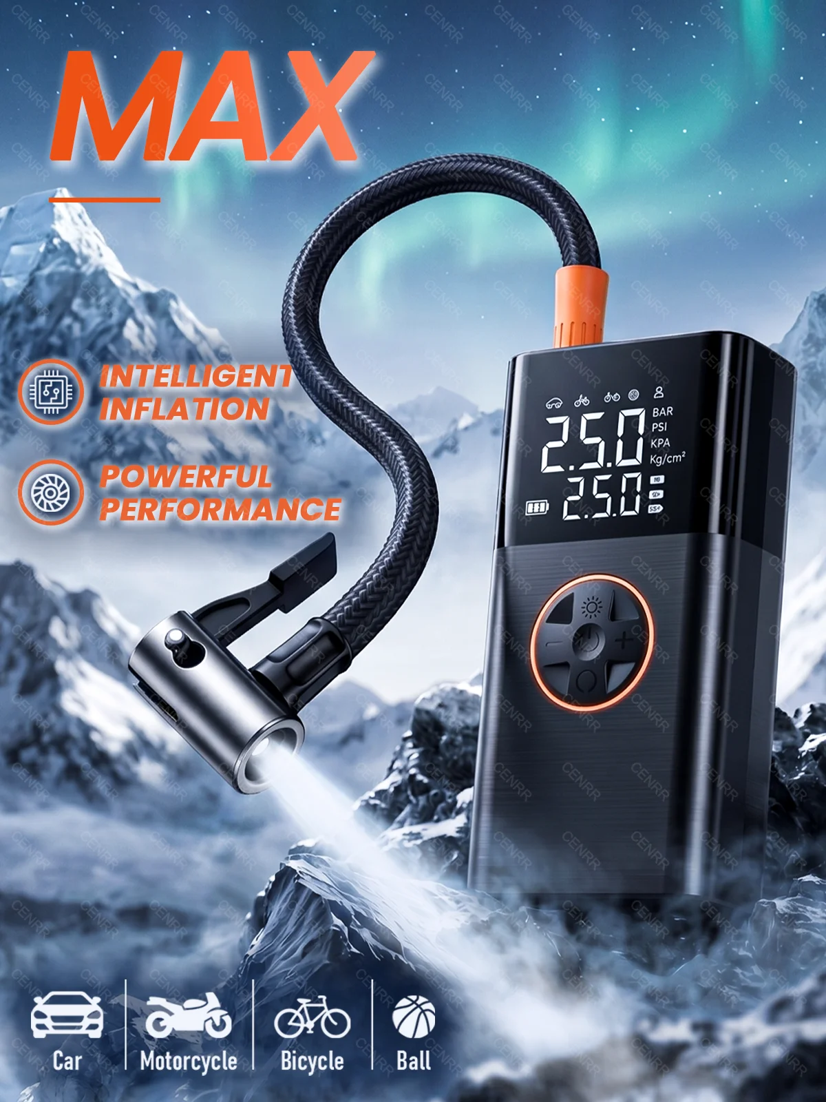 AliExpress CENRR Portable Car Tire Inflator Powerful Tyre Compressor Electric Air Pump Wireless LCD Display Air Injector for Car Motorcycle Ball