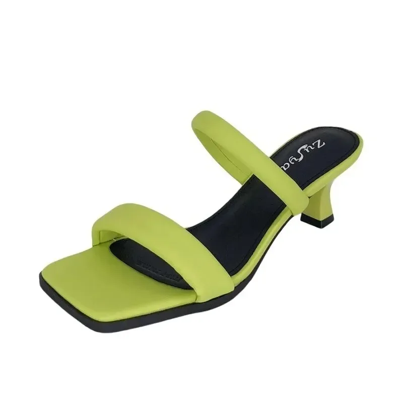 

Women High Heel Sandals 2025 Summer Open Toe Casual Slippers New Square Head Thick Heel Shoes for Women Fashion Shoes Zapatos