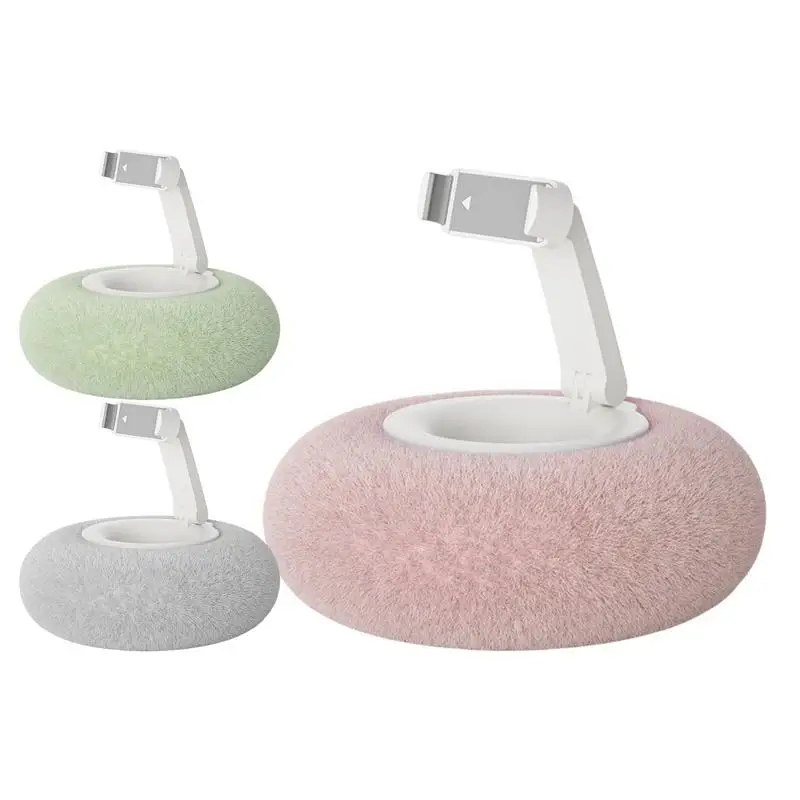 Fuzzy Bowl Kindle Holder, Tablet Pillow Stand, Adjustable Phone Holder for Bed, Cute Plush Holder for Phone with Detachable