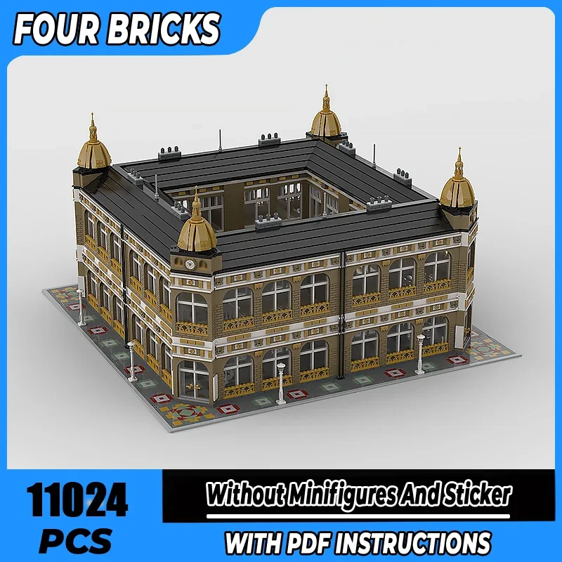 Галерея строительных блоков Moc, полная версия, технология, модульные кирпичи, модель, подарки, рождественские игрушки, наборы «сделай сам», сборка!