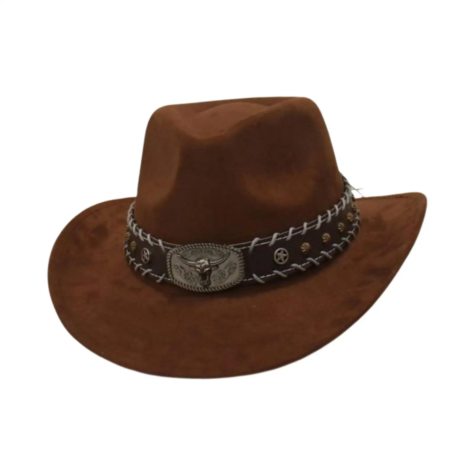 Western Cowboy Adult Gentleman Hat Wide Protection Polyester Suede Adjustable Costume Prop Suitable for Party Outdoor Camping