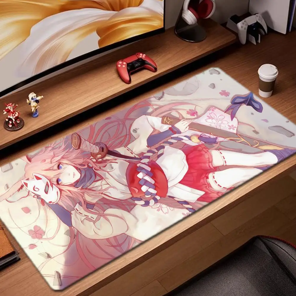 

Коврик для мыши yae sakura, игровые аксессуары, коврик для клавиатуры, XXL, большой запирающий край, 900X400 мм, настольный коврик, игровой коврик для мыши
