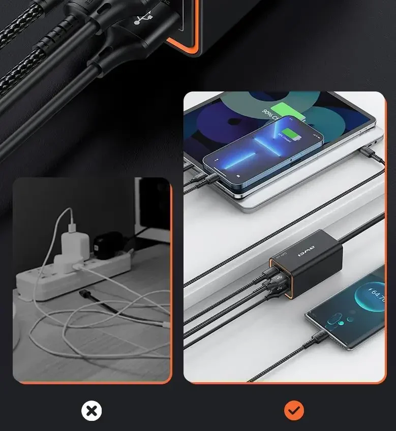 Awei PD24 GaN 65W Pengisi Daya Cepat Tipe C PD USB Pengisian Cepat QC 4.0 3.0 Pengisian Cepat untuk iPhone Huawei Adaptor Daya Steker AS