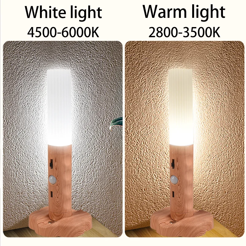 Wood LED Night Light Wireless Type-c USB LED Wall Lamp Kitchen Cabinet Light Closet Light Home Table Move Lamp Bedside Lighting