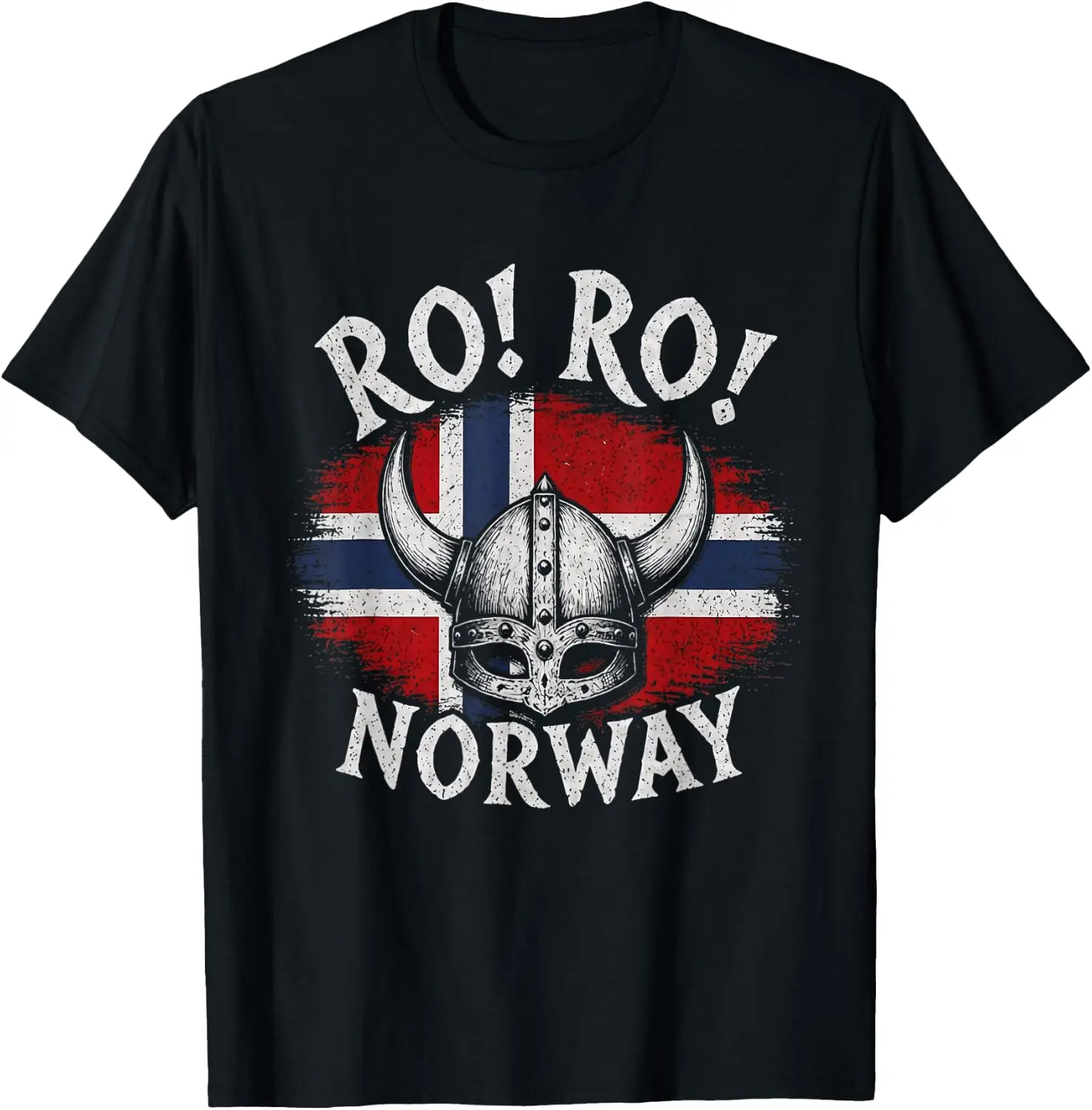 Ro Norway Viking Helmet Norwegian Flag Nordic Pride T-Shirt 100% Cotton Trendy Y2K Short-Sleeve Tee-Soft, Quick-Drying,