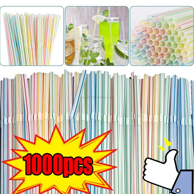 Plastic Curved Drinking Straws Reusable Child Straw for Drinks Colorful Drinking Tube Multi-time Straw Party Supplies