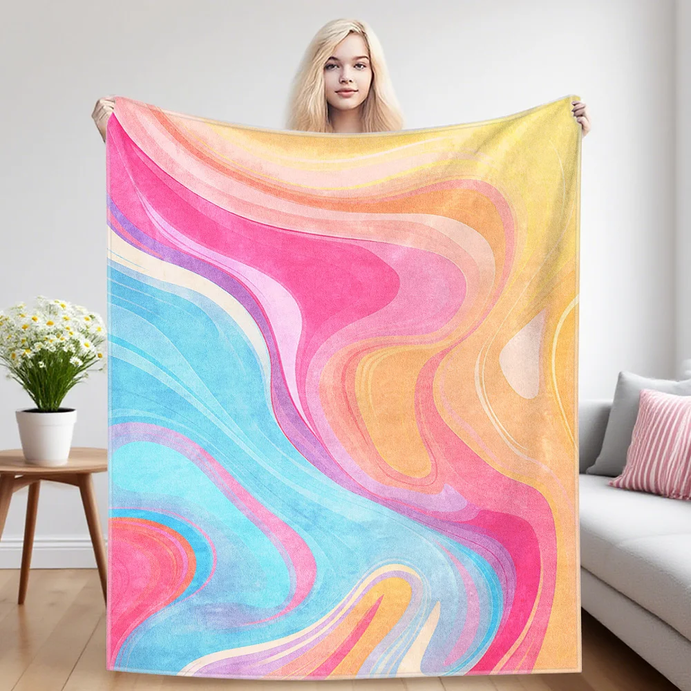 Pastel Swirl Sofa Specific Soft Flannel Blanket, Universal Plush Gift Blanket For All Seasons