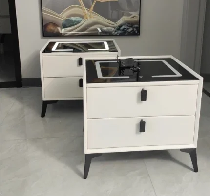Smart bedside table with wireless charging Bluetooth speaker fingerprint lock Bedroom bedside table