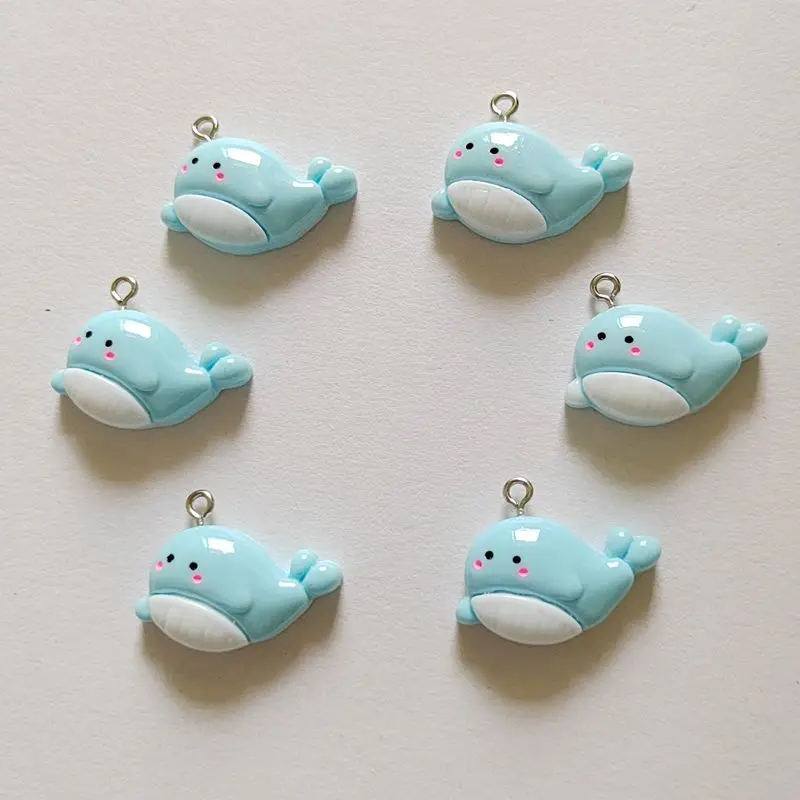 10PCS Whale Kawaii Cartoon Ocean-Series DIY Resin Necklace Pendant Earrings Bracelet Keychain Bag Decoration Accessories S27