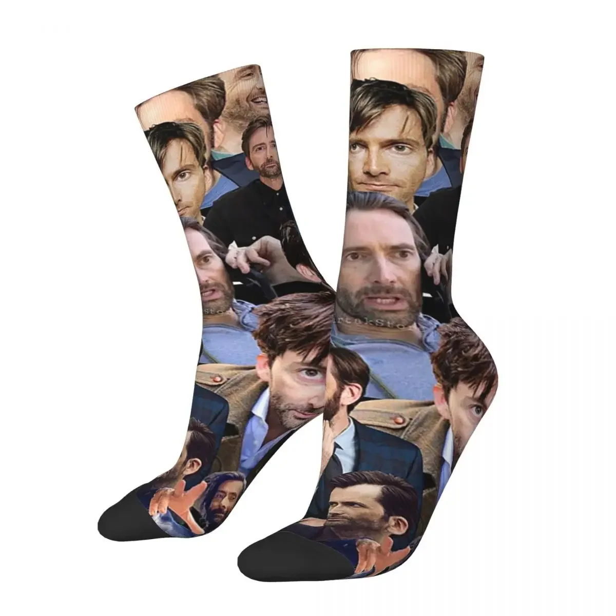 

David Tennant Photo Collage Socks Harajuku Sweat Absorbing Stockings All Season Long Socks Accessories for Man's Woman's Gifts