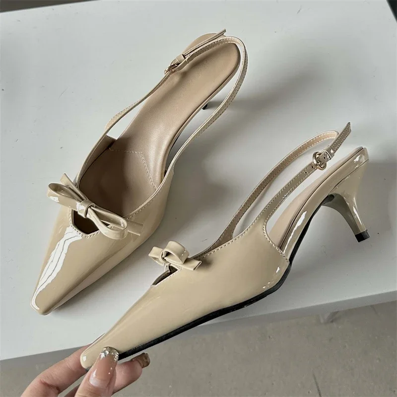 Eilyken Fashion Pointed Toe Pumps Sandals Elegant Woman Slingbacks Buckle Strap Thin Heels Female Wedding Party Mules Shoes